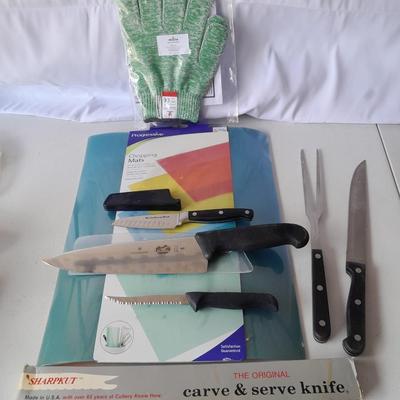 Chopping mats - Assortment of Kitchen Knives- D.I.Y. Cookbook - Nocry cut resistant large gloves