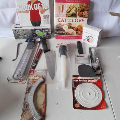 Brand new Kitchen Necessities - thermometer - knives - baster - spatula - and more