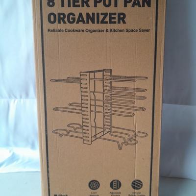8 tier pot pan organizer & kitchen space saver and brand-new splatter cover