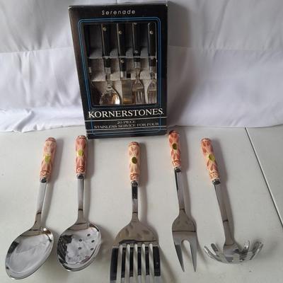 New Konerstones 20-piece silverware set with ceramic handled stainless steel utensil set
