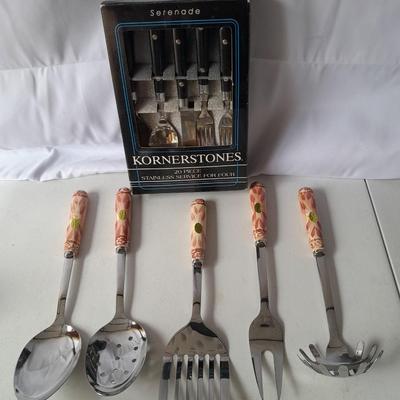 New Konerstones 20-piece silverware set with ceramic handled stainless steel utensil set