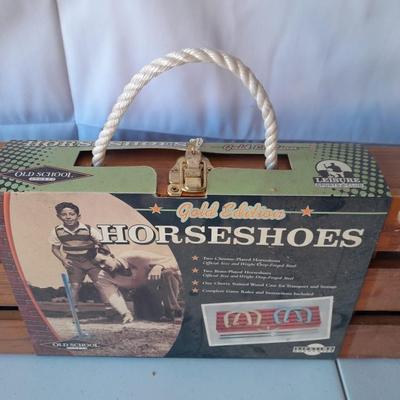 Gold Edition Horseshoes game in wooden crate - Never been used!