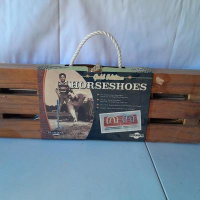 Gold Edition Horseshoes game in wooden crate - Never been used!