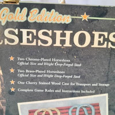 Gold Edition Horseshoes game in wooden crate - Never been used!