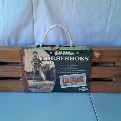 Gold Edition Horseshoes game in wooden crate - Never been used!