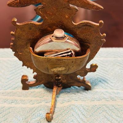 Ingraham pocket watch in brass Eagle holder