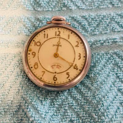 Ingraham pocket watch in brass Eagle holder