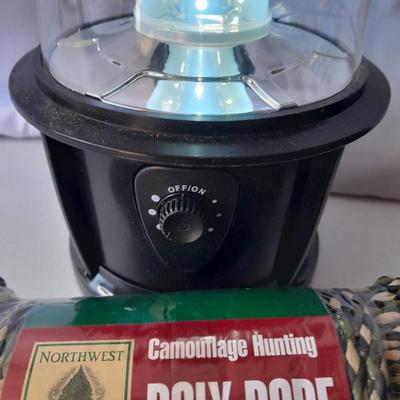 Camping and survival gear - working LED Lantern - Rope - Sewing kit -Sharpal sharpening and more
