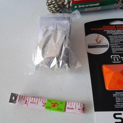 Camping and survival gear - working LED Lantern - Rope - Sewing kit -Sharpal sharpening and more