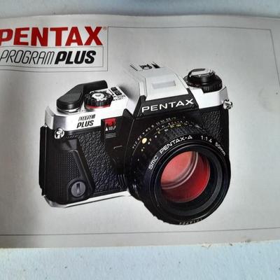 Vintage Pentax 35 MMM camera with flash and accessories