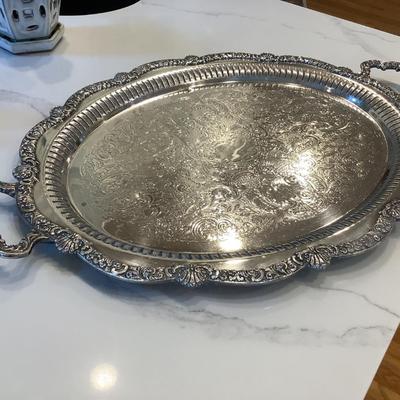 Tray 31” x 20” silver plate