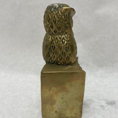 Cast Brass Perched Owl Figurine