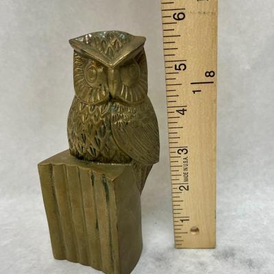 Cast Brass Perched Owl Figurine