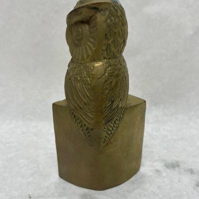Cast Brass Perched Owl Figurine