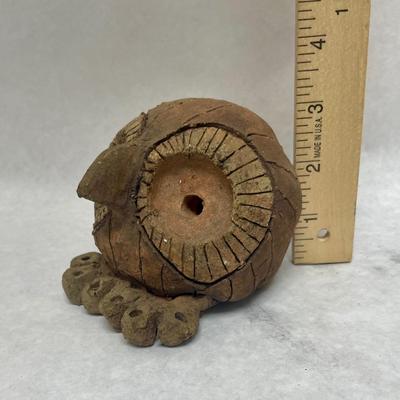Vintage MCM Brutalist Clay Owl Figurine Pair