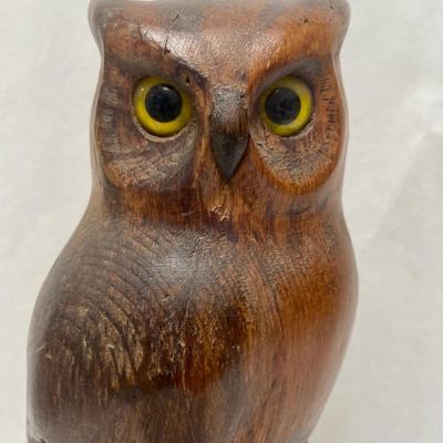 Great Horned Owl Carved Wood Figurine