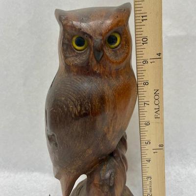 Great Horned Owl Carved Wood Figurine