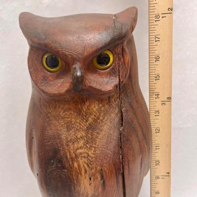 Great Horned Owl Carved Wood Figurine