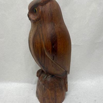 Great Horned Owl Carved Wood Figurine