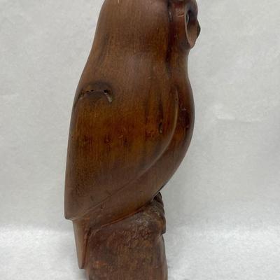 Great Horned Owl Carved Wood Figurine
