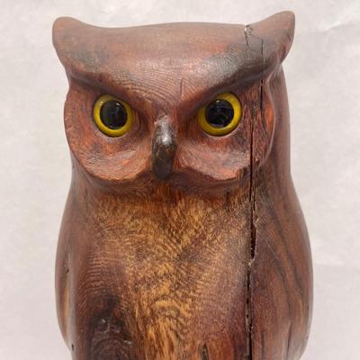 Great Horned Owl Carved Wood Figurine