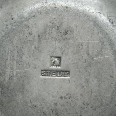 STEDE PEWTER PORRINGER DISH, WITH STEDE & HORSE HEAD-local pickup and shipping available