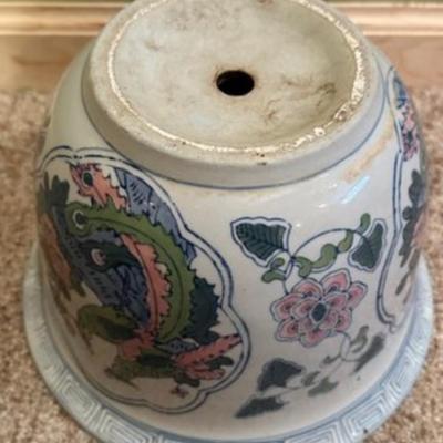 Vintage Chinese Porcelain Planter Flower Pot With Drain Hole Flowers-local pickup and shipping available