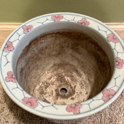 Vintage Chinese Porcelain Planter Flower Pot With Drain Hole Flowers-local pickup and shipping available