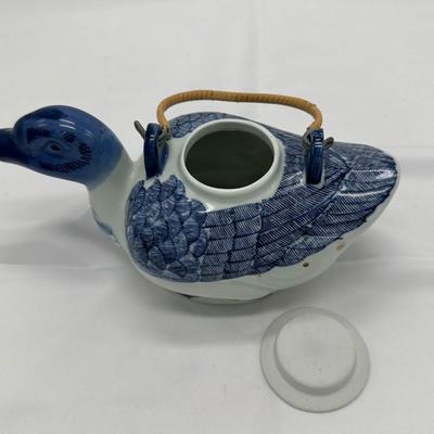 Chinese Blue And White Hand Painted Duck Teapot-local pickup and shipping available
