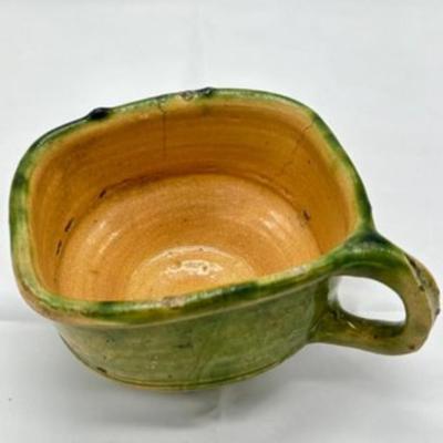 19th C. French Green Lead Glazed Terracotta Bowl- local pickup and shipping available