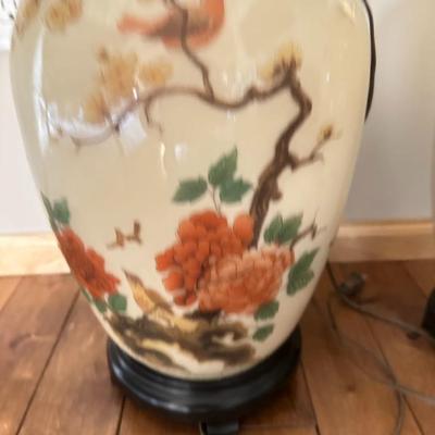 Pair of Vintage Lamp Hand Painted Chinoiserie Table Lamp / Lighting / Vintage Home Decoration-local pickup and shipping available