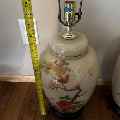 Pair of Vintage Lamp Hand Painted Chinoiserie Table Lamp / Lighting / Vintage Home Decoration-local pickup and shipping available