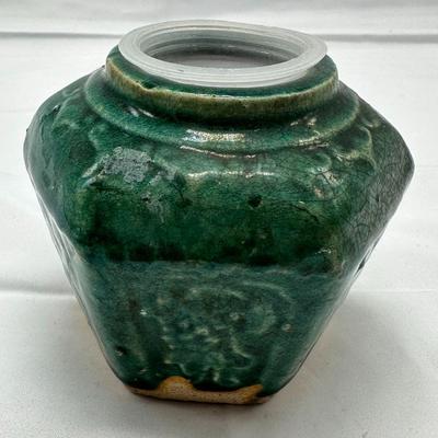 Antique Chinese Ming Style Green Glazed Pottery Ginger Jar