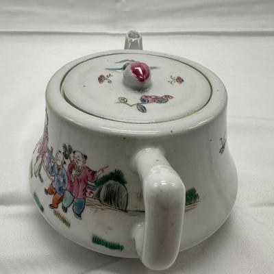 Chinese Vintage Porcelain Famille Verte Figure Teapot-local pickup and shipping available