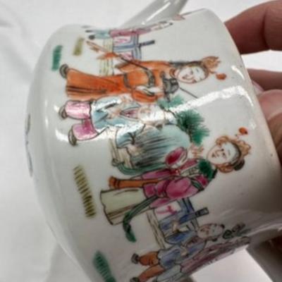 Chinese Vintage Porcelain Famille Verte Figure Teapot-local pickup and shipping available