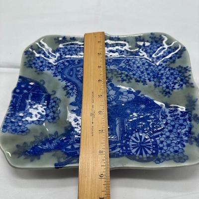 Japanese Platter, Sometsuke-Seiji Blue Patterned With Celadon, 19th C.