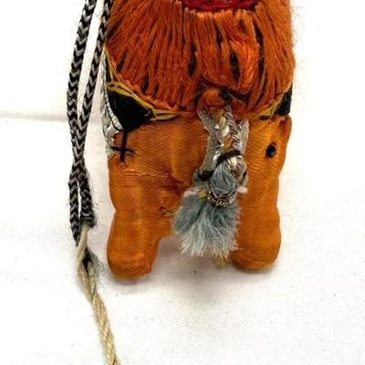 Vintage Hand Made Stuffed Embroidered Fabric Elephant India Ornament