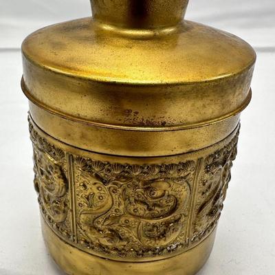Brass Cigarette Container with Renaissance Ornamentation, Mid-20th Century
