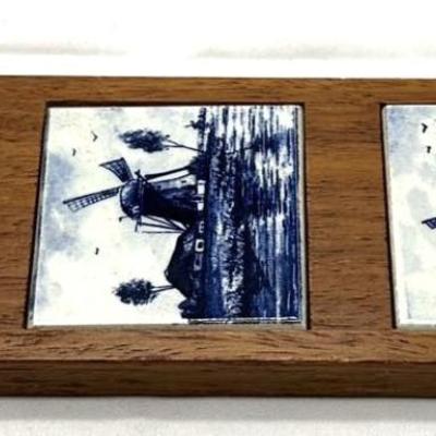 3 Delfts Blauw Hand Painted 3x3 Tiles Framed Made In Holland