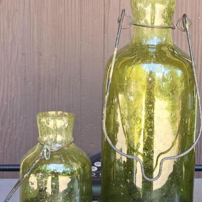 Green Glass Bottle Decor