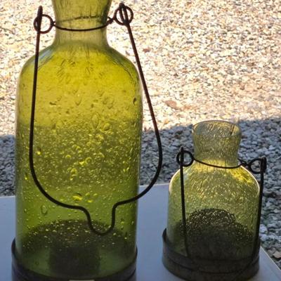 Green Glass Bottle Decor