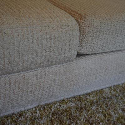 MCM BARCLAY SOFA IN CREAM AND TAN COLORS. THREE PILLOWS