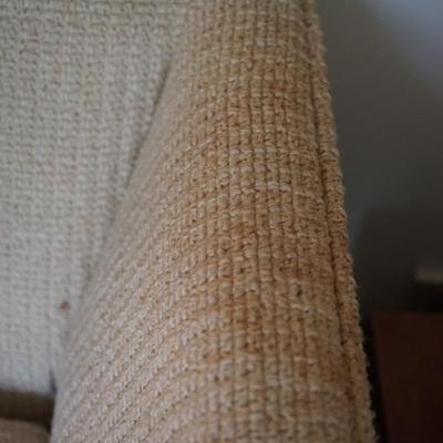 MCM BARCLAY SOFA IN CREAM AND TAN COLORS. THREE PILLOWS