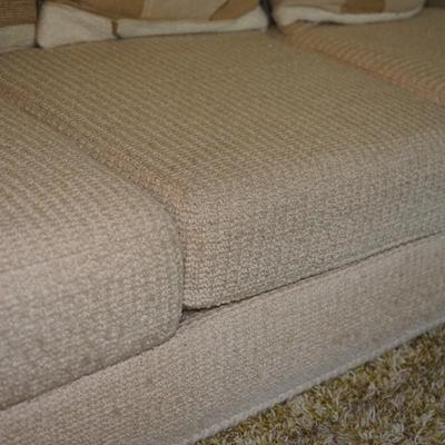 MCM BARCLAY SOFA IN CREAM AND TAN COLORS. THREE PILLOWS