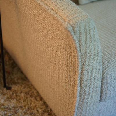 MCM BARCLAY SOFA IN CREAM AND TAN COLORS. THREE PILLOWS