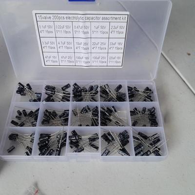 Brand new electronic repair items - 200-piece Capacitor assortment - UNIROI starter kit and more