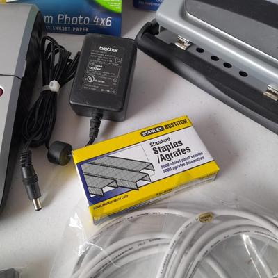 Office Supplies - Brother P-touch label printer - Photo paper - USB cords - 3 Hole punch and more