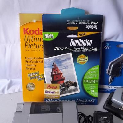Office Supplies - Brother P-touch label printer - Photo paper - USB cords - 3 Hole punch and more