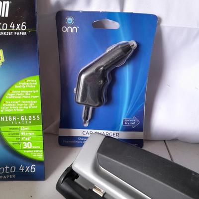Office Supplies - Brother P-touch label printer - Photo paper - USB cords - 3 Hole punch and more