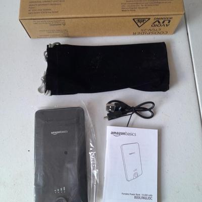 Amazon Basics Portable power bank - and brand-new Coo spider CTUV-25 Germicidal compact light bulb Must have items for prepping